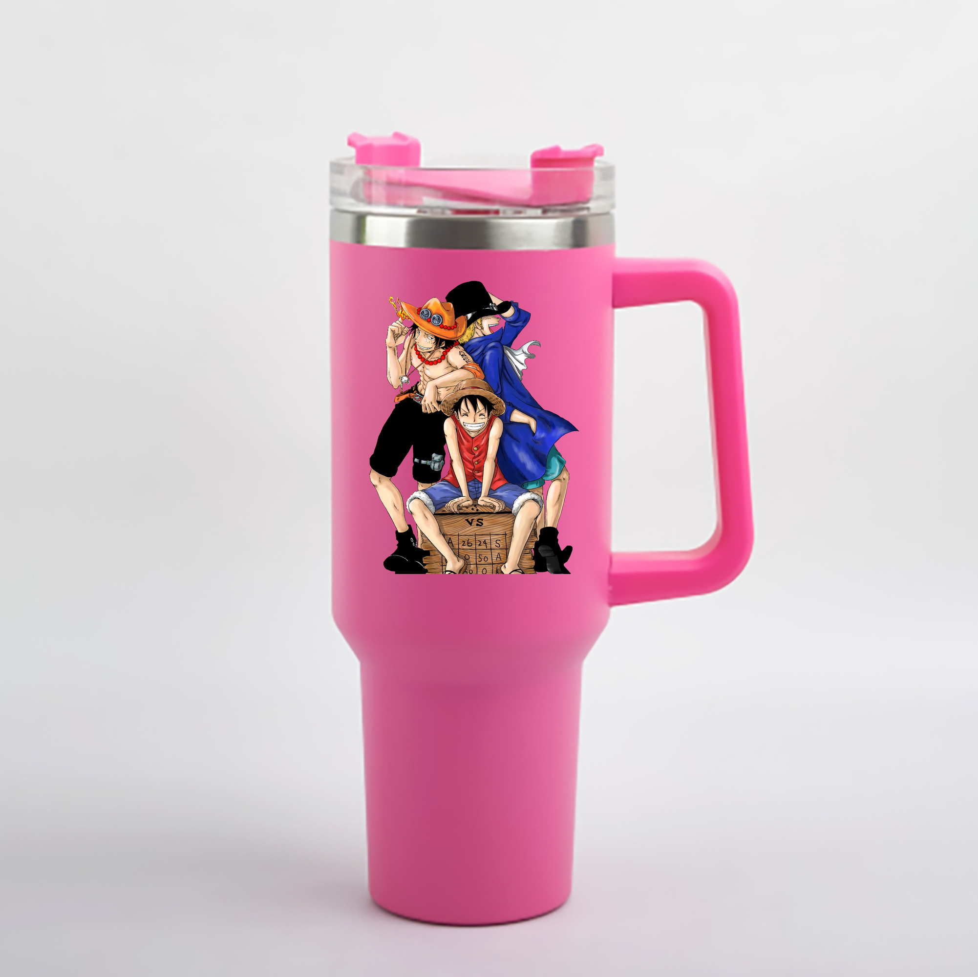 ワンピース モンキー・D・ルフィ ONE PIECE Monkey D. Luffy 1200mL車用タンブラー - クリスタルステッカー（プラスチックストロー付き）